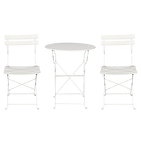 3PC Outdoor Bistro Set Steel Table and Chairs Patio Furniture White Kings Warehouse 