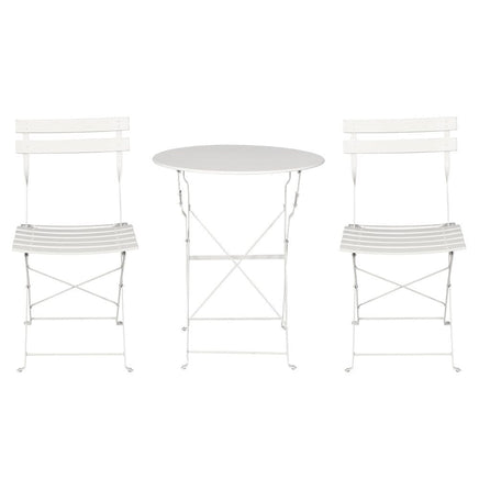 3PC Outdoor Bistro Set Steel Table and Chairs Patio Furniture White Kings Warehouse 
