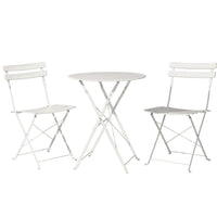 3PC Outdoor Bistro Set Steel Table and Chairs Patio Furniture White Kings Warehouse 