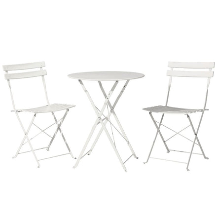 3PC Outdoor Bistro Set Steel Table and Chairs Patio Furniture White Kings Warehouse 