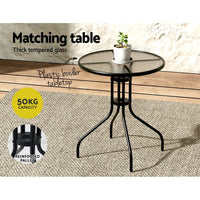 3PC Outdoor Bistro Set Table and Chairs Stackable Patio Furniture Black Furniture Kings Warehouse 