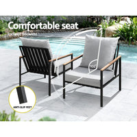 3PC Outdoor Furniture Bistro Set Lounge Setting Chairs Table Patio Black Furniture Kings Warehouse 