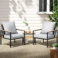 3PC Outdoor Furniture Bistro Set Lounge Setting Chairs Table Patio Black Furniture Kings Warehouse 