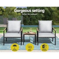 3PC Outdoor Furniture Bistro Set Lounge Setting Chairs Table Patio Black Furniture Kings Warehouse 