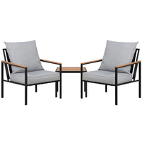 3PC Outdoor Furniture Bistro Set Lounge Setting Chairs Table Patio Black