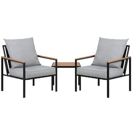 3PC Outdoor Furniture Bistro Set Lounge Setting Chairs Table Patio Black Furniture Kings Warehouse 