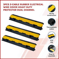 3pcs 2-Cable Rubber Electrical Wire Cover Heavy Duty Protector Dual Channel Kings Warehouse 