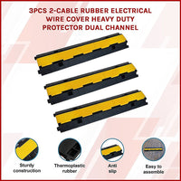 3pcs 2-Cable Rubber Electrical Wire Cover Heavy Duty Protector Dual Channel Kings Warehouse 