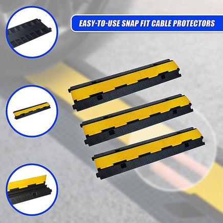 3pcs 2-Cable Rubber Electrical Wire Cover Heavy Duty Protector Dual Channel Tools Kings Warehouse 