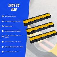 3pcs 2-Cable Rubber Electrical Wire Cover Heavy Duty Protector Dual Channel Tools Kings Warehouse 