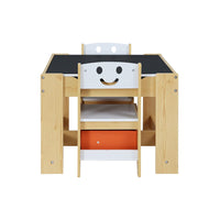 3PCS Kids Table and Chairs Set Activity Chalkboard Toys Storage Box Desk Kings Warehouse 