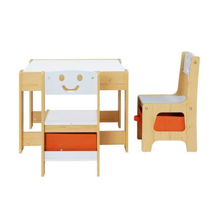 3PCS Kids Table and Chairs Set Activity Chalkboard Toys Storage Box Desk Kings Warehouse 