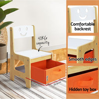 3PCS Kids Table and Chairs Set Activity Chalkboard Toys Storage Box Desk Kings Warehouse 