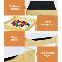 3PCS Kids Table and Chairs Set Activity Chalkboard Toys Storage Box Desk Kings Warehouse 