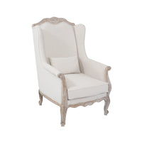 3S+2S+1X Wing Chair Oak Wood White Washed Finish Rolled Armrest Linen Sofa Fabric Kings Warehouse 