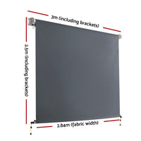 3X2.5M Outdoor Blinds Awning Roll Down Canopy Retractable Outdoor Blinds Window Shade Grey Home & Garden Kings Warehouse 