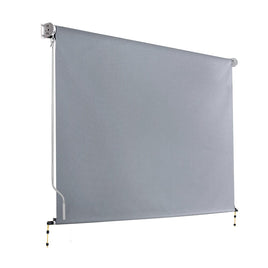 3X2.5M Outdoor Blinds Awning Roll Down Screen Fabric Blinds Outdoor Window Shade Grey Home & Garden Kings Warehouse