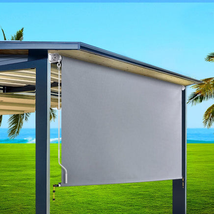 3X2.5M Outdoor Blinds Awning Roll Down Screen Fabric Blinds Outdoor Window Shade Grey Home & Garden Kings Warehouse 