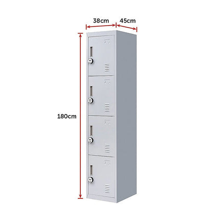 4-Door Vertical Locker for Office Gym Shed School Home Storage Furniture Kings Warehouse 