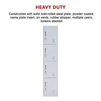 4-Door Vertical Locker for Office Gym Shed School Home Storage Furniture Kings Warehouse 