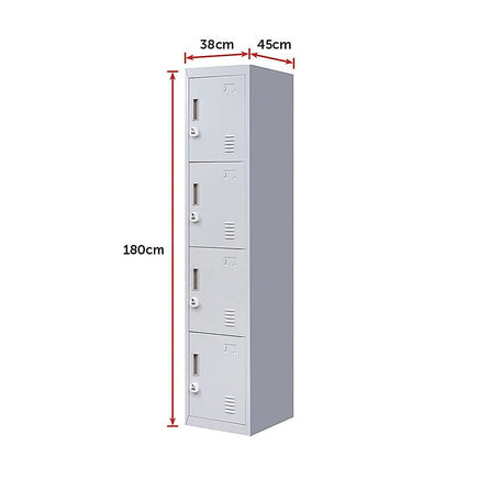 4-Door Vertical Locker for Office Gym Shed School Home Storage Furniture Kings Warehouse 