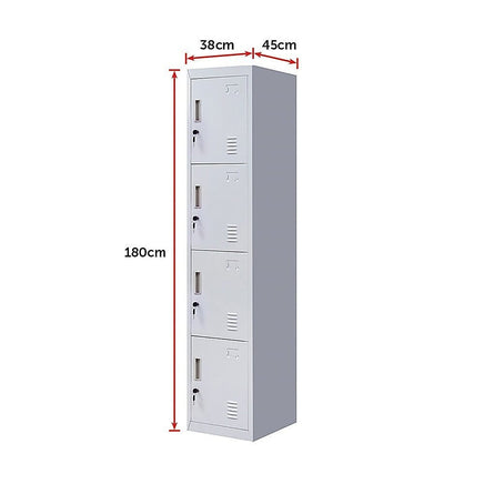 4-Door Vertical Locker for Office Gym Shed School Home Storage Furniture Kings Warehouse 