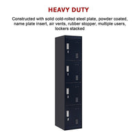 4-Door Vertical Locker for Office Gym Shed School Home Storage Furniture Kings Warehouse 