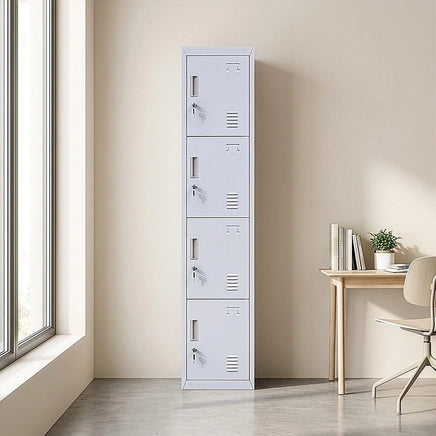4-Door Vertical Locker for Office Gym Shed School Home Storage Furniture Kings Warehouse 