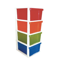 4 Drawer Multicolour Plastic Storage Unit 50x40x100cm Tallboy Cabinet Container Home & Garden Kings Warehouse 