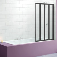 4 Fold Black Folding Bath Shower Screen Door Panel 1000 x 1400mm Kings Warehouse 