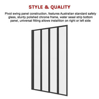 4 Fold Black Folding Bath Shower Screen Door Panel 1000 x 1400mm Kings Warehouse 