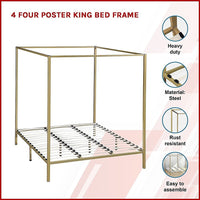 4 Four Poster King Bed Frame bedroom furniture Kings Warehouse 