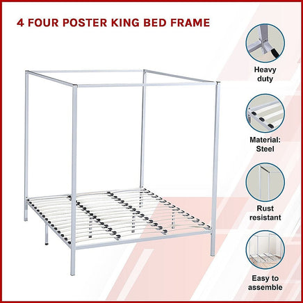4 Four Poster King Bed Frame Furniture Kings Warehouse 