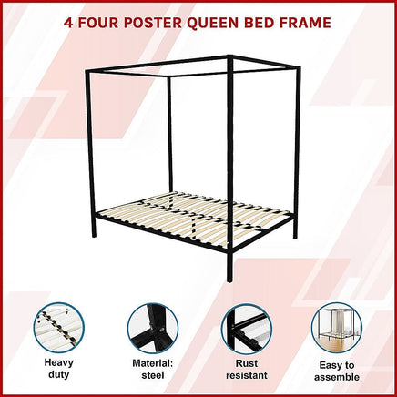 4 Four Poster Queen Bed Frame Furniture Kings Warehouse 