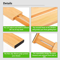 4 Pack Bamboo Adjustable Kitchen Drawer Dividers (Large, 44-55 cm) Fun in the Sun Kings Warehouse 