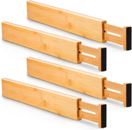 4 Pack Bamboo Adjustable Kitchen Drawer Dividers (Large, 44-55 cm) Fun in the Sun Kings Warehouse 