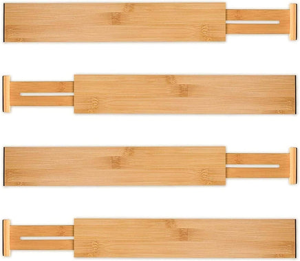 4 Pack Bamboo Adjustable Kitchen Drawer Dividers (Large, 44-55 cm) Fun in the Sun Kings Warehouse 