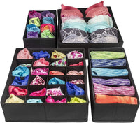 4 Pack Foldable Drawer Dividers Storage Boxes (Black) Kings Warehouse 