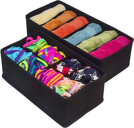 4 Pack Foldable Drawer Dividers Storage Boxes (Black) Kings Warehouse 