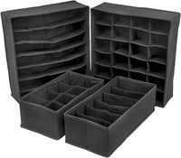 4 Pack Foldable Drawer Dividers Storage Boxes (Black) Kings Warehouse 