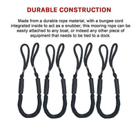 4 Pack Marine Bungee Dock Line Boat Mooring Rope Anchor Cord Stretch Tools Kings Warehouse 