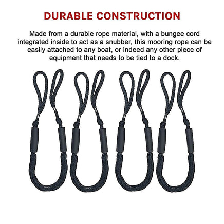 4 Pack Marine Bungee Dock Line Boat Mooring Rope Anchor Cord Stretch Tools Kings Warehouse 