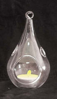4 Pack of Hanging Clear Glass Tealight Candle Holder Tear Drop Pear Shape - 12cm High - Terrarium Plant Mini Garden Holder Decor Kings Warehouse 