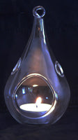 4 Pack of Hanging Clear Glass Tealight Candle Holder Tear Drop Pear Shape - 12cm High - Terrarium Plant Mini Garden Holder Decor Kings Warehouse 