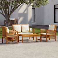 4 Piece Garden Lounge Set with Cushions Solid Wood Acacia garden supplies Kings Warehouse 