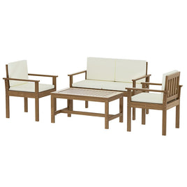 4-Piece Outdoor Sofa Set Wooden Couch Lounge Setting Furniture Kings Warehouse 