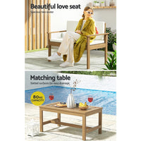 4-Piece Outdoor Sofa Set Wooden Couch Lounge Setting Furniture Kings Warehouse 