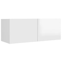 4 Piece TV Cabinet Set High Gloss White Engineered Wood living room Kings Warehouse 