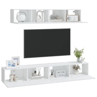 4 Piece TV Cabinet Set White Engineered Wood living room Kings Warehouse 
