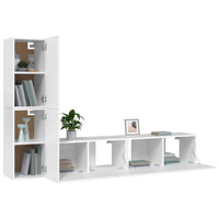 4 Piece TV Cabinet Set White Engineered Wood living room Kings Warehouse 